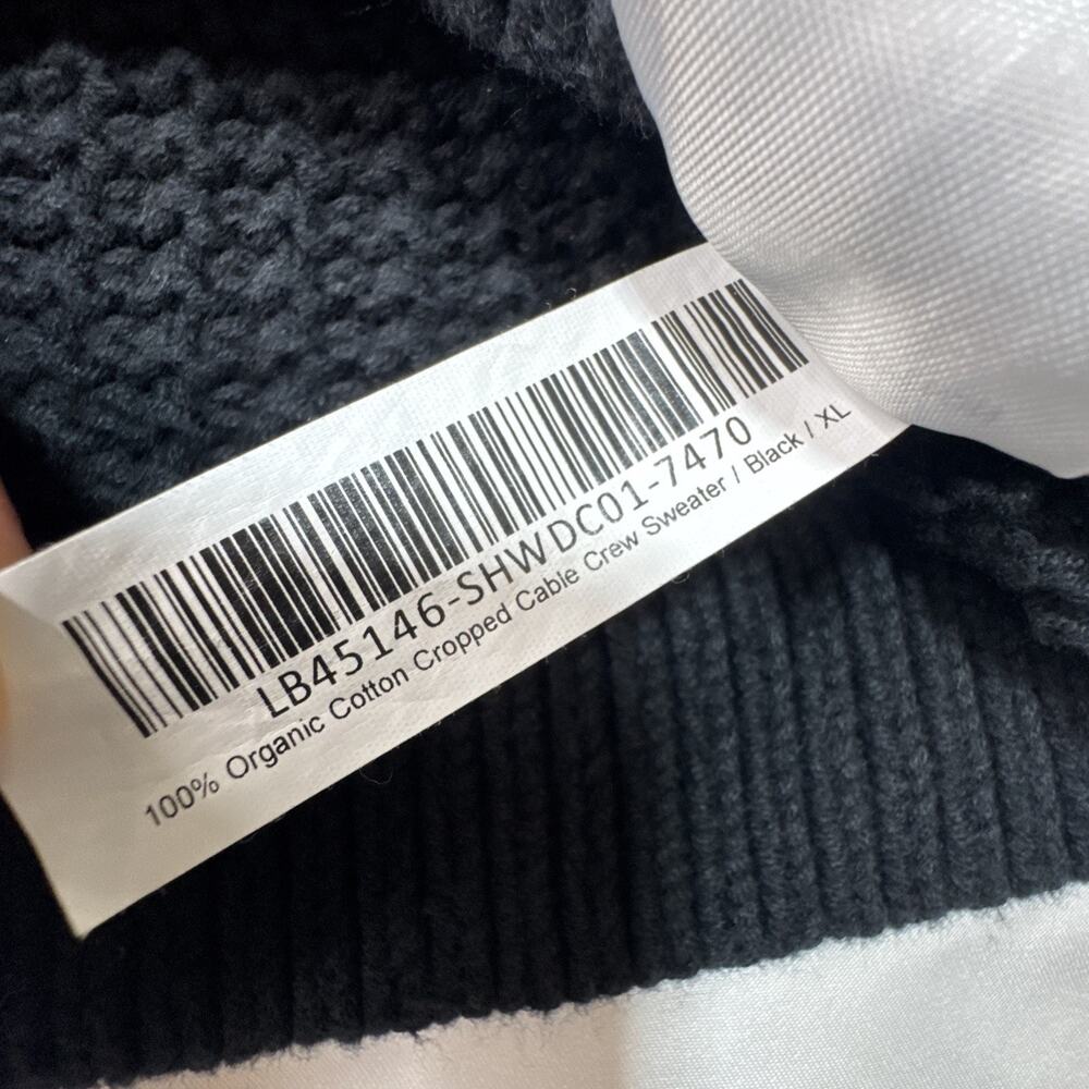 Quince 100% Organic Cotton Cropped Cable Crew Sweater Black Size XL - Picture 6 of 7